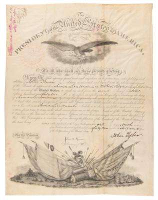 Lot #166 John Tyler Document Signed as President