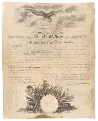 Lot #7 James Monroe Document Signed as President - Promotion for a Surgeon’s Mate in the Navy - Image 1