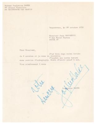 Lot #718 Josephine Baker Typed Letter Signed