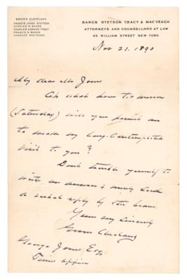 Lot #61 Grover Cleveland Autograph Letter Signed