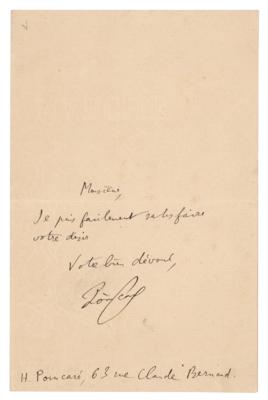 Lot #333 Henri Poincare Autograph Letter Signed