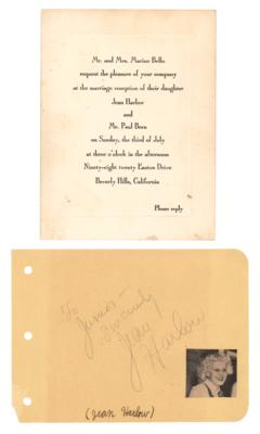 Lot #767 Jean Harlow Signature and Wedding