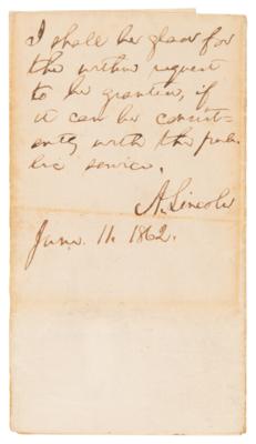 Lot #15 Abraham Lincoln Autograph Endorsement
