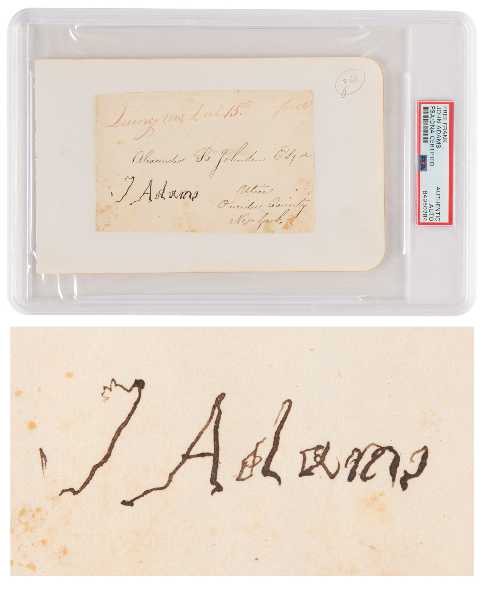 Lot #2 John Adams Signed Free Frank