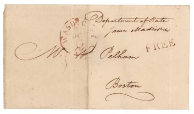 Lot #6 James Madison Signed Free Frank as Secretary of State - Image 1