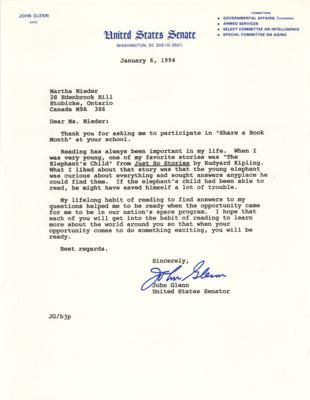 Lot #556 John Glenn Typed Letter Signed on the