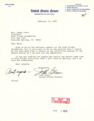 Lot #557 John Glenn Typed Letter Signed to the