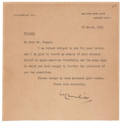 Lot #186 Winston Churchill Typed Letter Signed