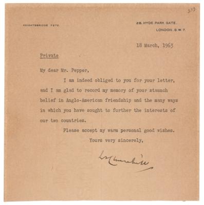 Lot #186 Winston Churchill Typed Letter Signed - Image 1