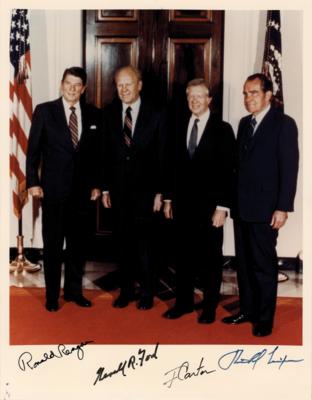 Lot #34 Four Presidents Signed Photograph (Taken at the White House Before Anwar Sadat's Funeral) - Image 1