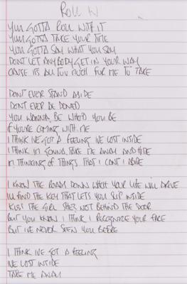 Lot #688 Oasis: Noel Gallagher Handwritten Song Lyrics for 'Roll with It' - Image 2
