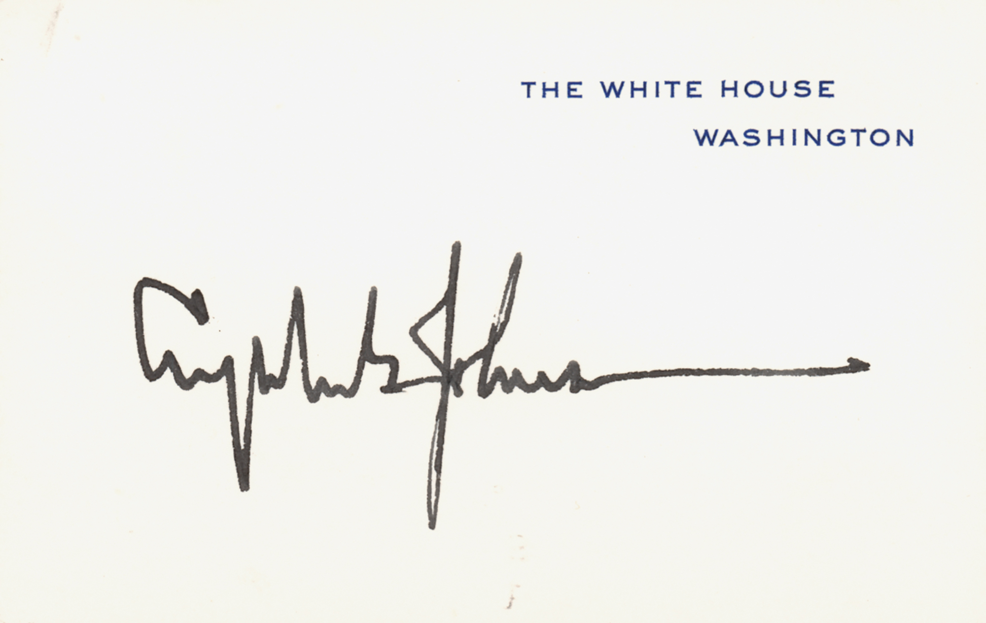 Lot #31 Lyndon B. Johnson Signed White House Card