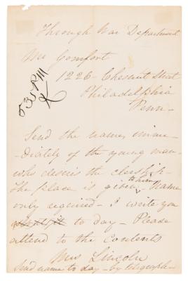 Lot #17 Mary Todd Lincoln Autograph Letter Signed,