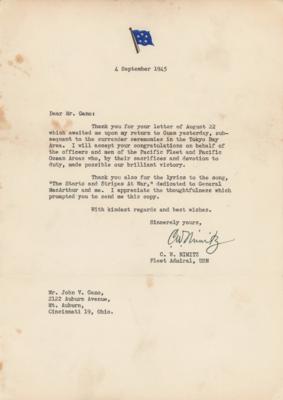 Lot #457 Chester Nimitz Typed Letter Signed - Two