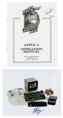 Lot #245 Apple: Steve Wozniak and Ron Wayne (2) Signed Items - Apple-1 Manual and Photograph - Image 1