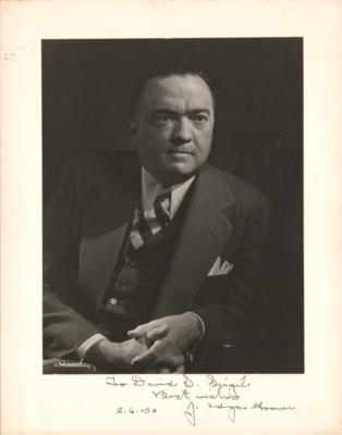 Lot #292 J. Edgar Hoover Signed Photograph