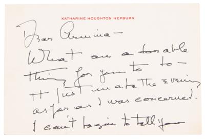Lot #774 Katharine Hepburn Autograph Letter Signed