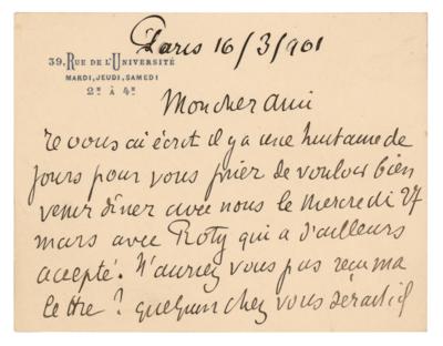 Lot #363 Georges Gilles de la Tourette Autograph Letter Signed - Image 1