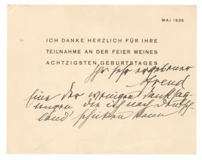 Lot #227 Sigmund Freud Autograph Note Signed