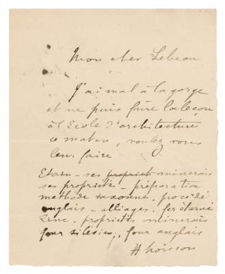 Lot #317 Henri Moissan Autograph Letter Signed