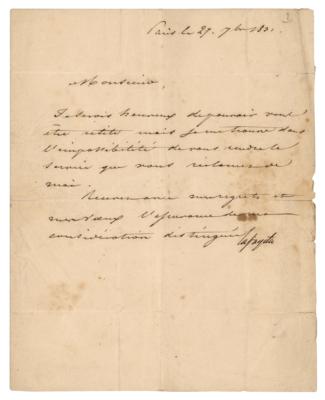 Lot #448 Marquis de Lafayette Letter Signed