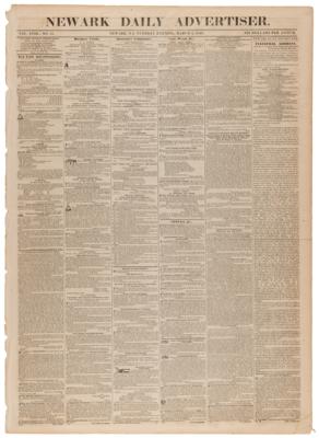 Lot #157 Zachary Taylor: The Newark Daily Advertiser from March 6, 1849 - Full Text of His Inaugural Address - Image 1
