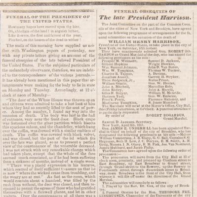 Lot #91 William Henry Harrison (3) Period Newspapers on the Presidential Inauguration and Funeral Services - Image 8