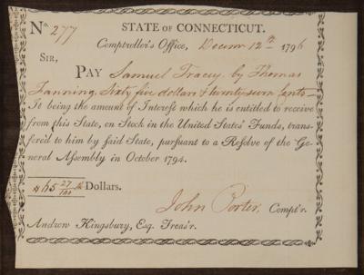 Lot #267 Connecticut: John Porter Document Signed - Image 2