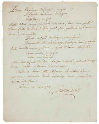 Lot #189 Joseph Guillotin Autograph Letter Signed