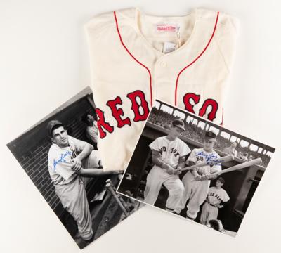 Lot #896 Johnny Pesky Signed Jersey and (2) Signed