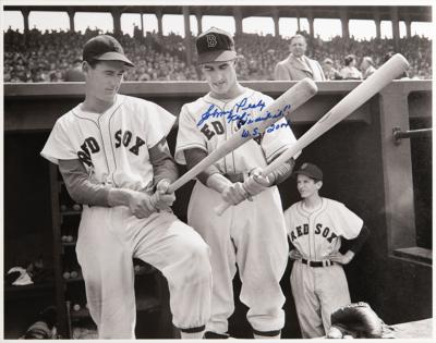 Lot #896 Johnny Pesky Signed Jersey and (2) Signed Photographs - Image 3