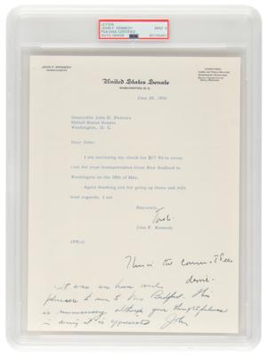 Lot #27 John F. Kennedy Typed Letter Signed as a Massachusetts Senator - PSA MINT 9 - Image 1