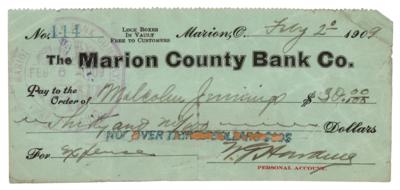 Lot #86 Warren G. Harding Signed Check - Image 1