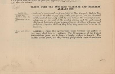 Lot #18 President Andrew Johnson Proclaims a Treaty with the Northern Cheyenne and Northern Arapahoe Tribes - Future Combatants at the Battle of the Little Bighorn - Image 2