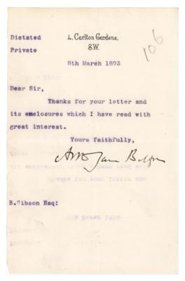 Lot #247 Arthur James Balfour Typed Letter Signed - Image 1