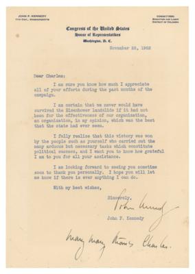 Lot #28 John F. Kennedy Typed Letter Signed on Successful 1952 Election - Image 1