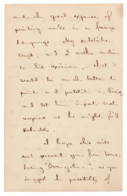 Lot #721 Henry Wadsworth Longfellow Autograph Letter Signed on Translation of His Poetry - Image 2