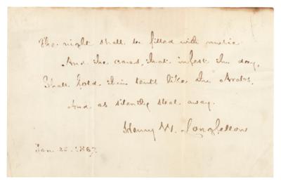 Lot #722 Henry Wadsworth Longfellow Autograph Quotation Signed from 'The Day Is Done' - Image 1