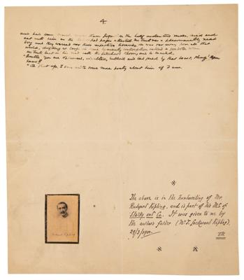 Lot #693 Rudyard Kipling Handwritten Manuscript