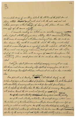 Lot #598 Charles Lindbergh Handwritten New York Times Manuscript on Advances in Aviation - Image 2