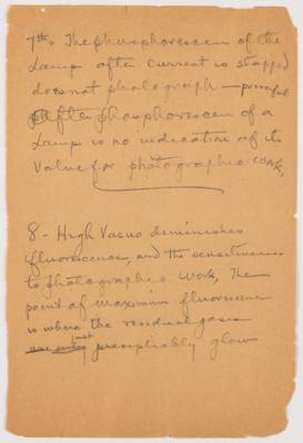 Lot #236 Thomas Edison Handwritten Manuscript on X-Ray Experiments with Sketch of "the first Roentgen Ray lamp in the world" - Image 6