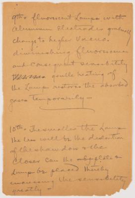 Lot #236 Thomas Edison Handwritten Manuscript on X-Ray Experiments with Sketch of "the first Roentgen Ray lamp in the world" - Image 7