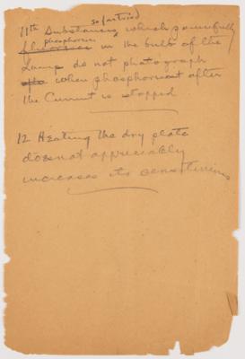 Lot #236 Thomas Edison Handwritten Manuscript on X-Ray Experiments with Sketch of "the first Roentgen Ray lamp in the world" - Image 8