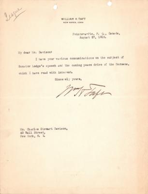 Lot #142 William H. Taft Typed Letter Signed