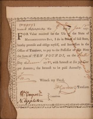 Lot #534 Massachusetts (3) Signed Revolutionary War-Era Financial Documents (1777–1780) - Image 2