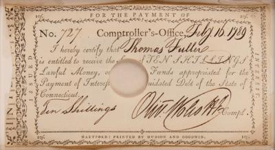 Lot #482 Connecticut (7) Signed Revolutionary War-Era Financial Documents (1777–1793) - Image 3