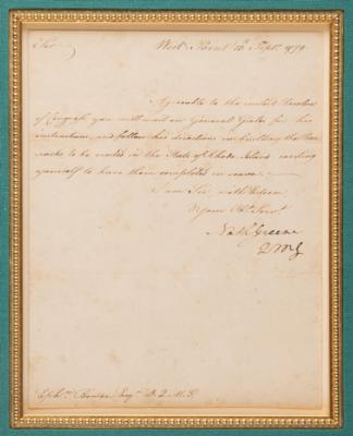 Lot #377 Nathanael Greene Revolutionary War-Dated Letter Signed, Ordering a Barracks to be Built in Rhode Island - Image 2