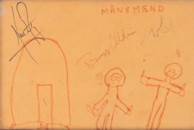 Lot #613 Apollo 11 Signed Sketch - Rare Danish Child's Drawing of the Apollo 11 "Månemænd," Signed by the Crew During Their 1969 'Giant Leap' World Tour - Image 2