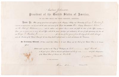 Lot #99 Andrew Johnson Document Signed as