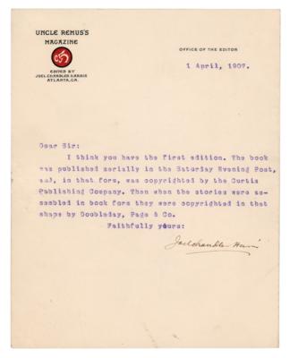 Lot #717 Joel Chandler Harris Typed Letter Signed on First Editions - Image 1